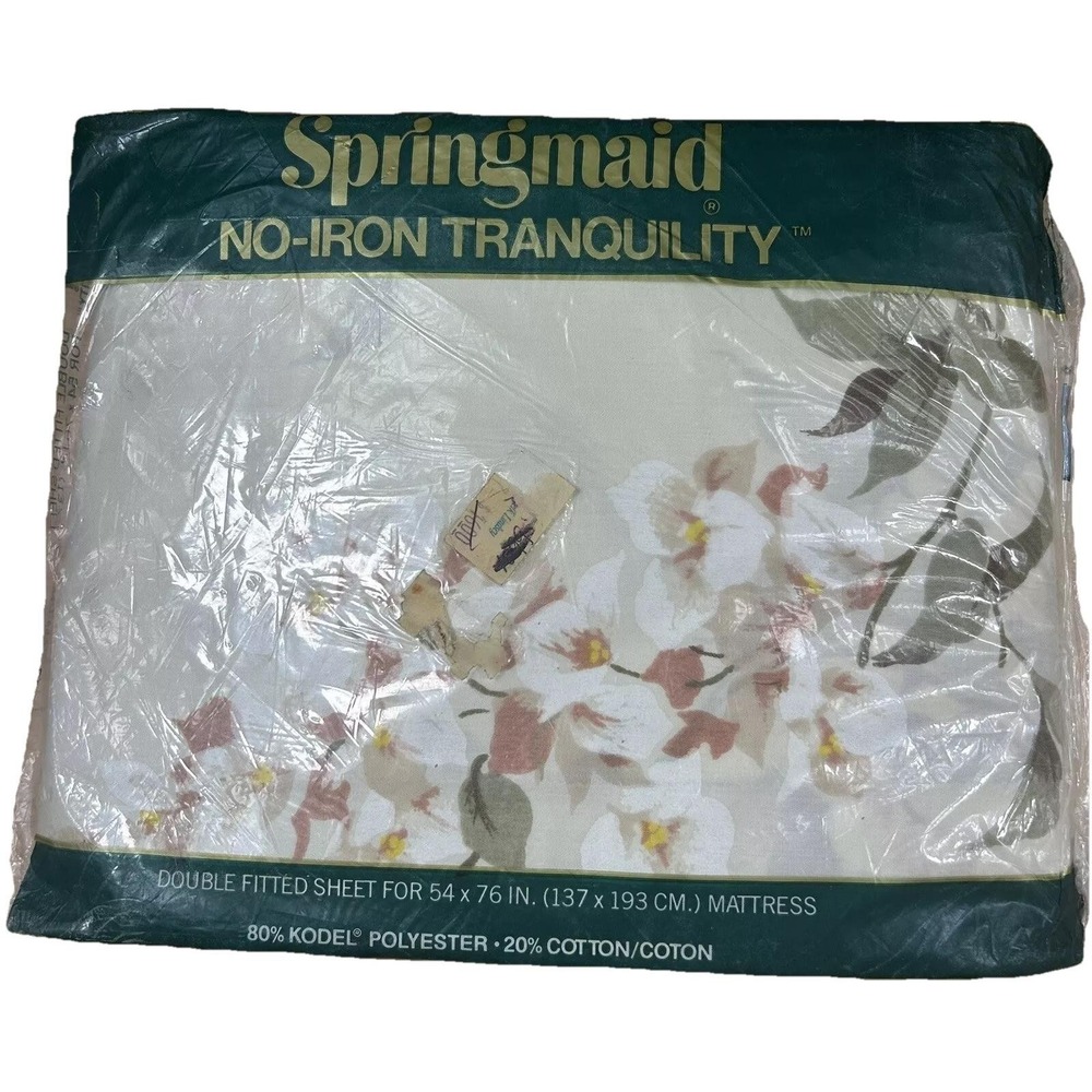 Vtg Springmaid Fitted Bed Sheet Key Largo Double 54X76 Mattress 160 Count New